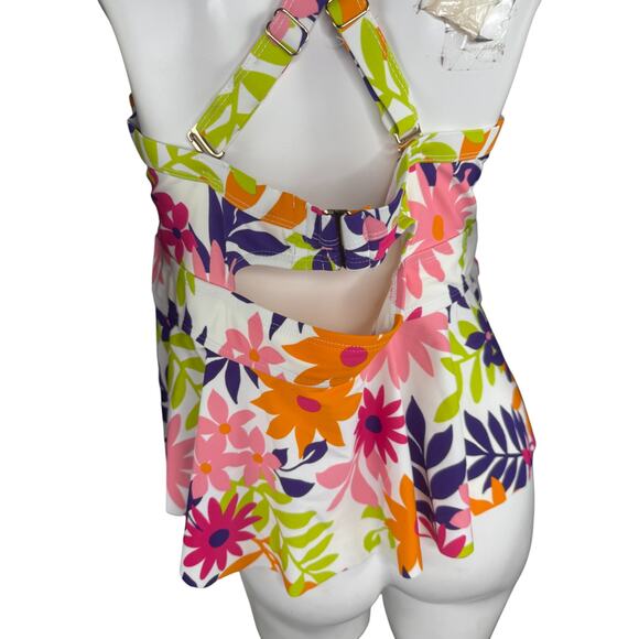 Terra & Sky 1X Tankini Top Swimwear Floral Molded Cup Underwire NWT Plus Size - Picture 6 of 14